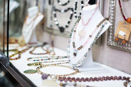 Modern decorations on store shelvesの写真素材