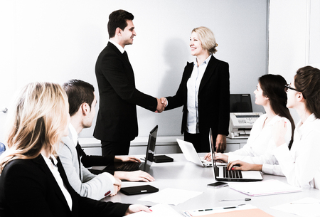 Business handshake at negotiationsの写真素材