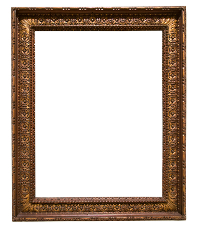 rectangular golden frame for photo on isolated backgroundの写真素材