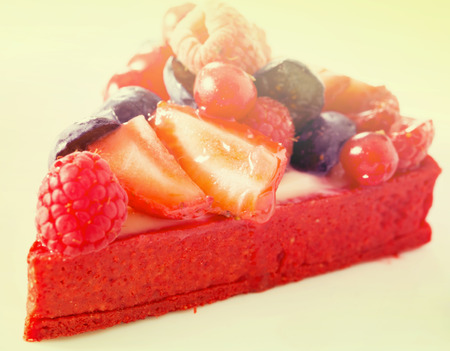 Delicious cake with fresh forest berriesの写真素材