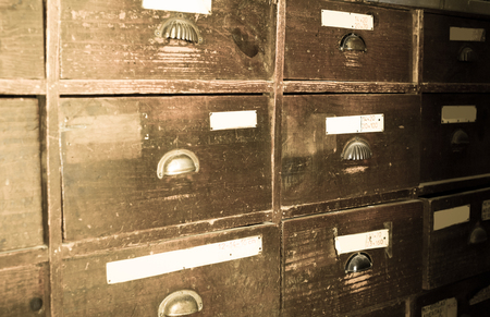 shabby Facades of wooden drawers retroの写真素材