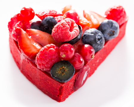 Delicious cake with fresh forest berriesの写真素材
