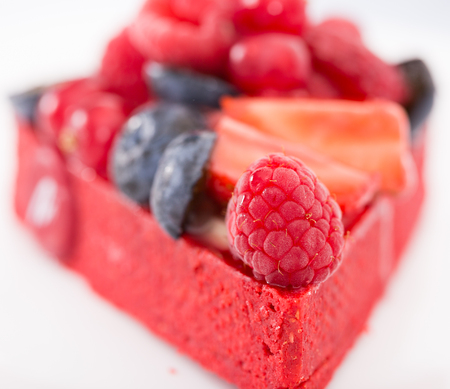Delicious cake with fresh forest berriesの写真素材