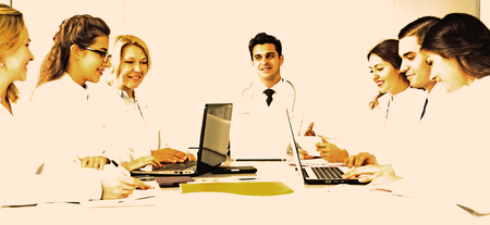 Meeting of doctors in conference roomの写真素材
