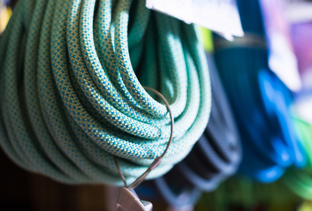 Multicolored climbing ropes for climbing