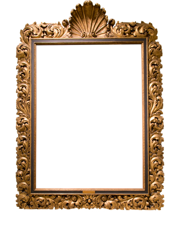 rectangular golden frame for photo on isolated backgroundの写真素材