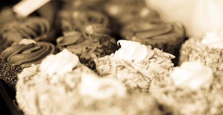 delicious cakes with hazelnut creamの写真素材