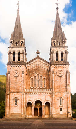 Covadonga, SPAIN - July 21, 2019: basilica of santa maria la real in covadonga. Asturiasのeditorial素材