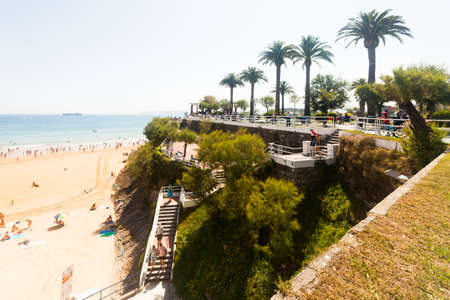 Santander, SPAIN - July 21, 2019: embankment of the city beach of Santdander in summer. Cantabriaのeditorial素材