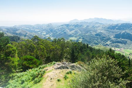 landscape views Sunrise above national park peaks of europeの写真素材