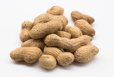 ecological peanuts on a white backgroundの写真素材