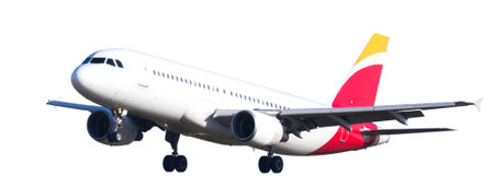 Modern passenger plane on whiteの写真素材