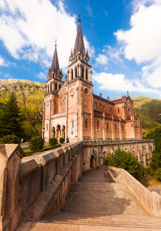 Covadonga, SPAIN - July 21, 2019: basilica of santa maria la real in covadonga. Asturiasのeditorial素材