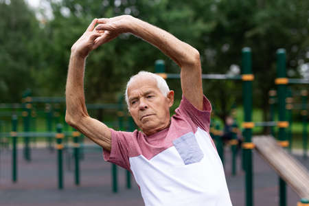 Active senior man is exercising. Healthy retirement lifestyle