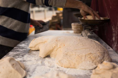 mass of yeast dough in the bakery