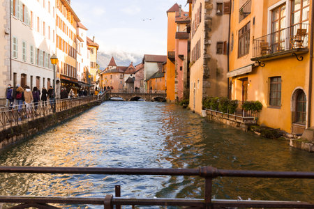 Annecy. FRANCE. old buildings of the historical part of the cityのeditorial素材