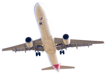 Modern airplane on isolated white background
