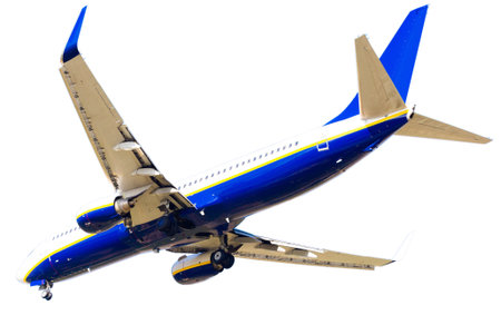 Modern airplane on isolated white backgroundの写真素材