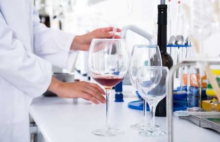 organoleptic characteristic for wine in laboratory of wunery of spain