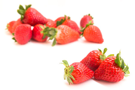 Fresh appetizing strawberries on a white backgroundの写真素材