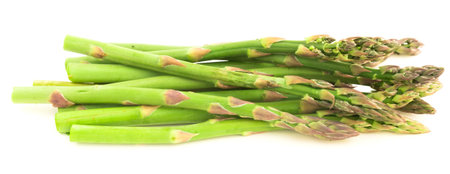 Green asparagus on white backgroundの写真素材