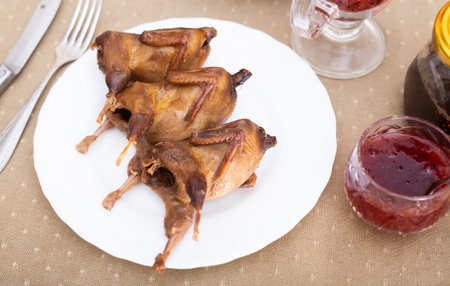 Baked Partridge Served on Minimal Plate