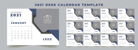 2021 Mordant, elegant Desk Calendar Templateのイラスト素材