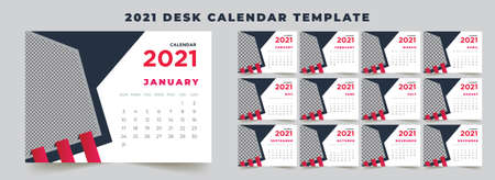 2021 Mordant, elegant Desk Calendar Templateのイラスト素材