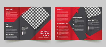 creative trifold brochure template, trifold brochure template, brochure template in red and blackのイラスト素材