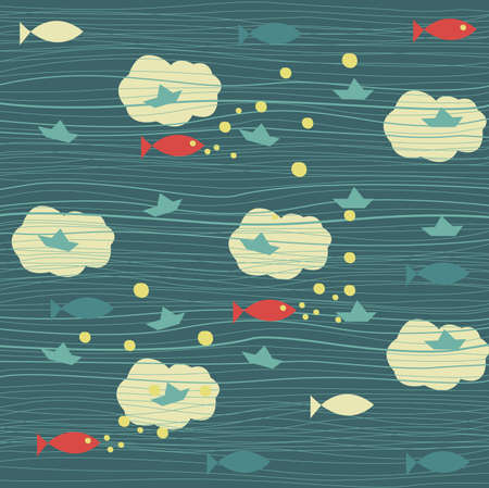 Deep sea and fishのイラスト素材