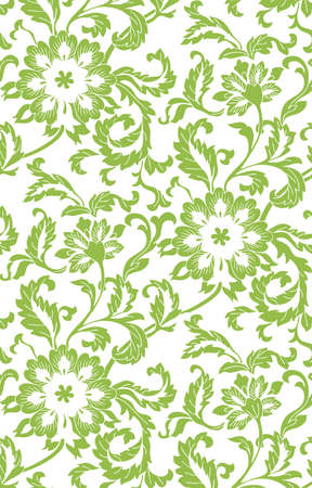 Classic flower green colourのイラスト素材