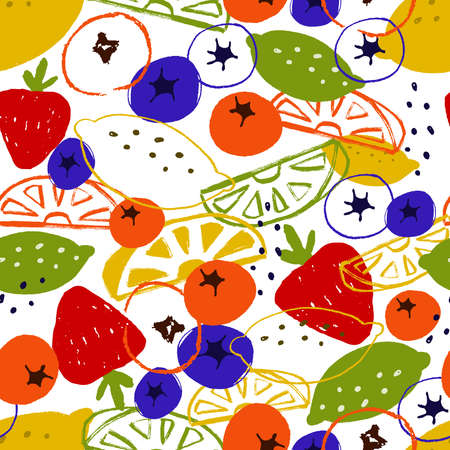 Seamless repeat of fun summer fruit motifs