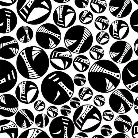 Seamless pattern vector repeat of monochrome circlesのイラスト素材