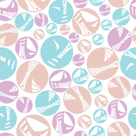 Seamless pattern vector repeat of pretty, hand-drawn circles in a pastel paletteのイラスト素材
