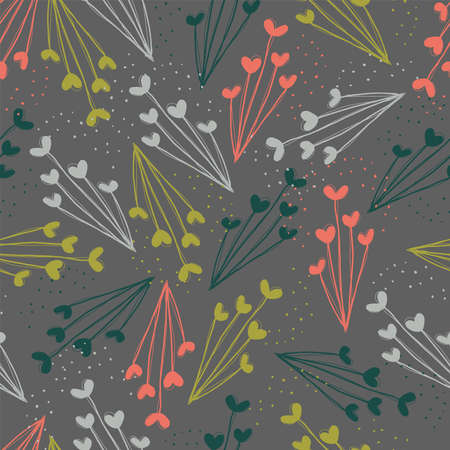 Seamless vector repeat pattern of abstract flowers in a cheerful color paletteのイラスト素材