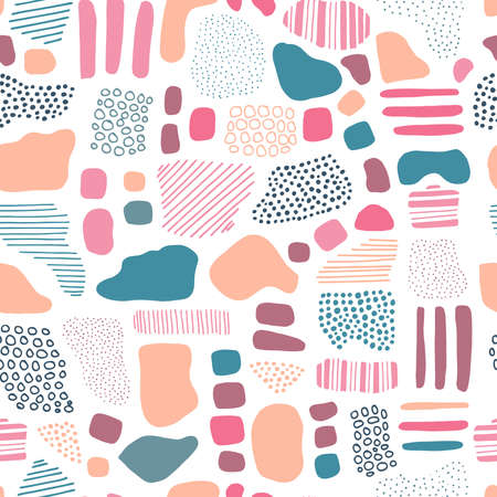 seamless vector pattern repeat of hand-drawn, abstract, pebble motifsのイラスト素材