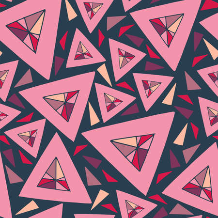 seamless vector pattern repeat of hand-drawn, abstract, doodle triangles