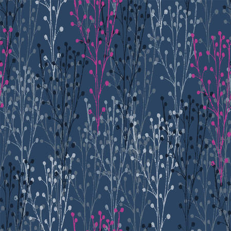 seamless vector pattern repeat of hand-drawn winter twigs and branchesのイラスト素材