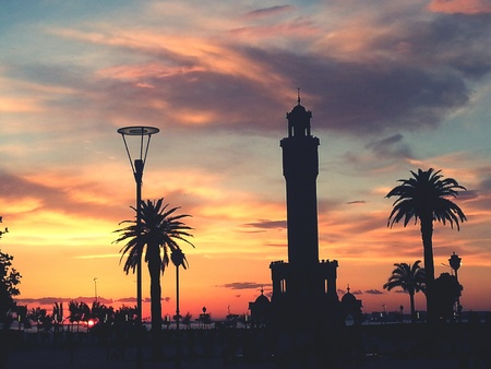 tower at sunsetの写真素材