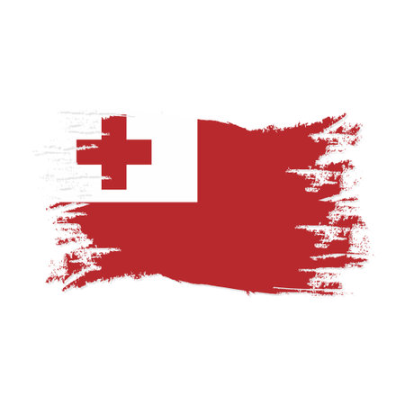 Tonga Flag With Watercolor Brush style design vector Illustrationのイラスト素材