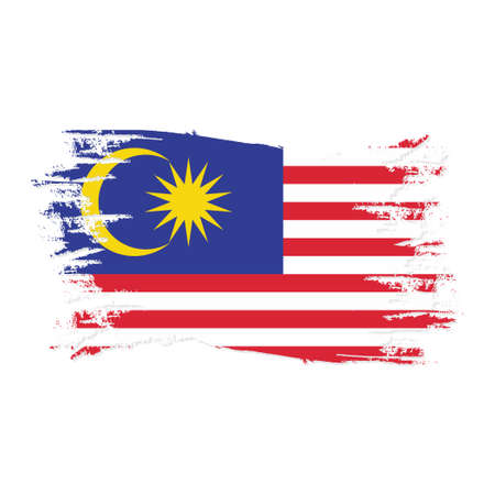 Malaysia Flag With Watercolor Brush style design vector Illustrationのイラスト素材