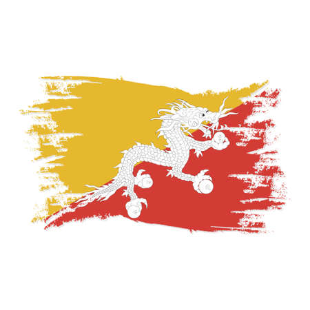 Buthan Flag With Watercolor Brush style design vector Illustrationのイラスト素材