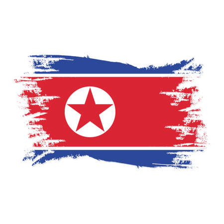 North Korea Flag With Watercolor Brush style design vector Illustrationのイラスト素材