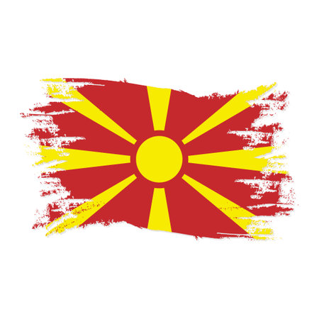 North Macedonia Flag With Watercolor Brush style design vector Illustrationのイラスト素材