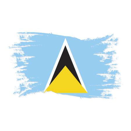 Saint Lucia Flag With Watercolor Brush style design vector Illustrationのイラスト素材