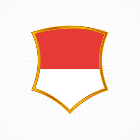 Indonesia or Monaco Flag with Shield Frame Vectorのイラスト素材