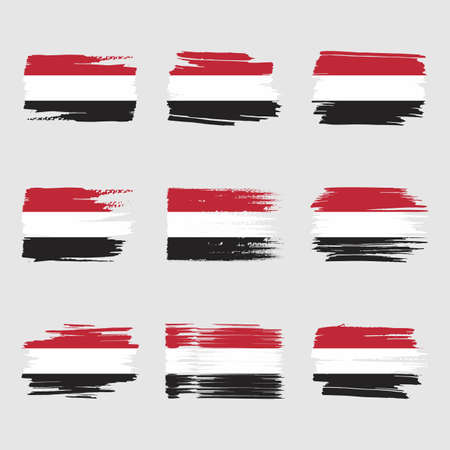 Yemen flag brush strokes paintedのイラスト素材