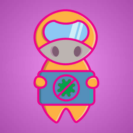 Illustration of a figure holding virus bannerのイラスト素材