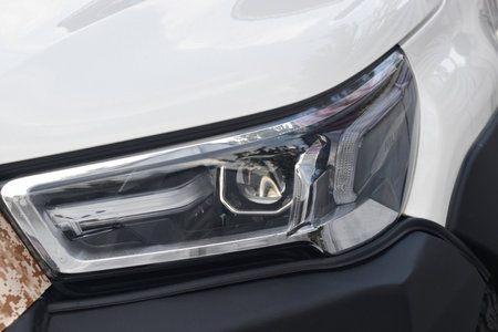 Headlight of a modern car. Close-up. Car details.の写真素材