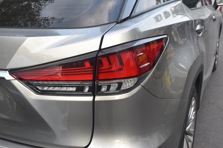 Close up shot of the tail light of a modern SUVの写真素材